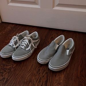 vans shoes one tie ups and one slip ons